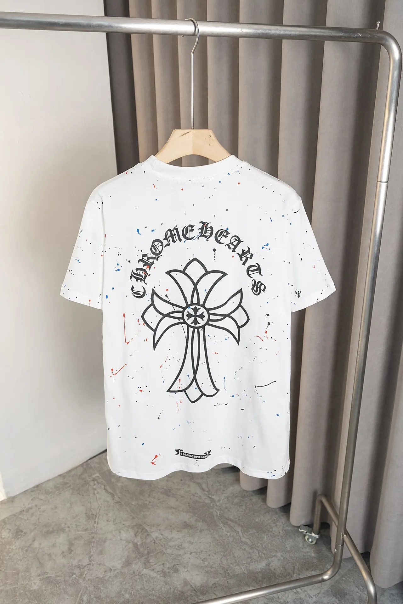 🅿️140 T2109 Chrome Hearts 24ss new T-sleeve! Made of 260g double yarn pure cotton fabric, color ink splash digital direct printing technology, fashionable and versatile, same style for men and women. Color: black, white, size: M～3XL